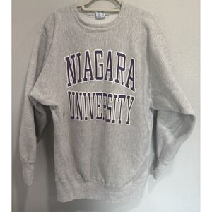 Champion Reverse Weave Sweatshirt 2XL Niagara University Gray Crewneck Dad 90s‎